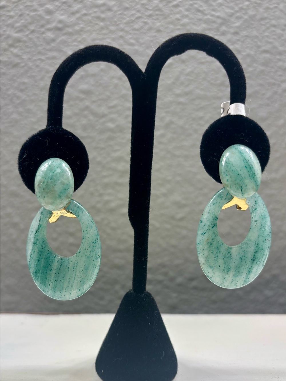 Genuine Light Green Jadeite Gemstone Earrings